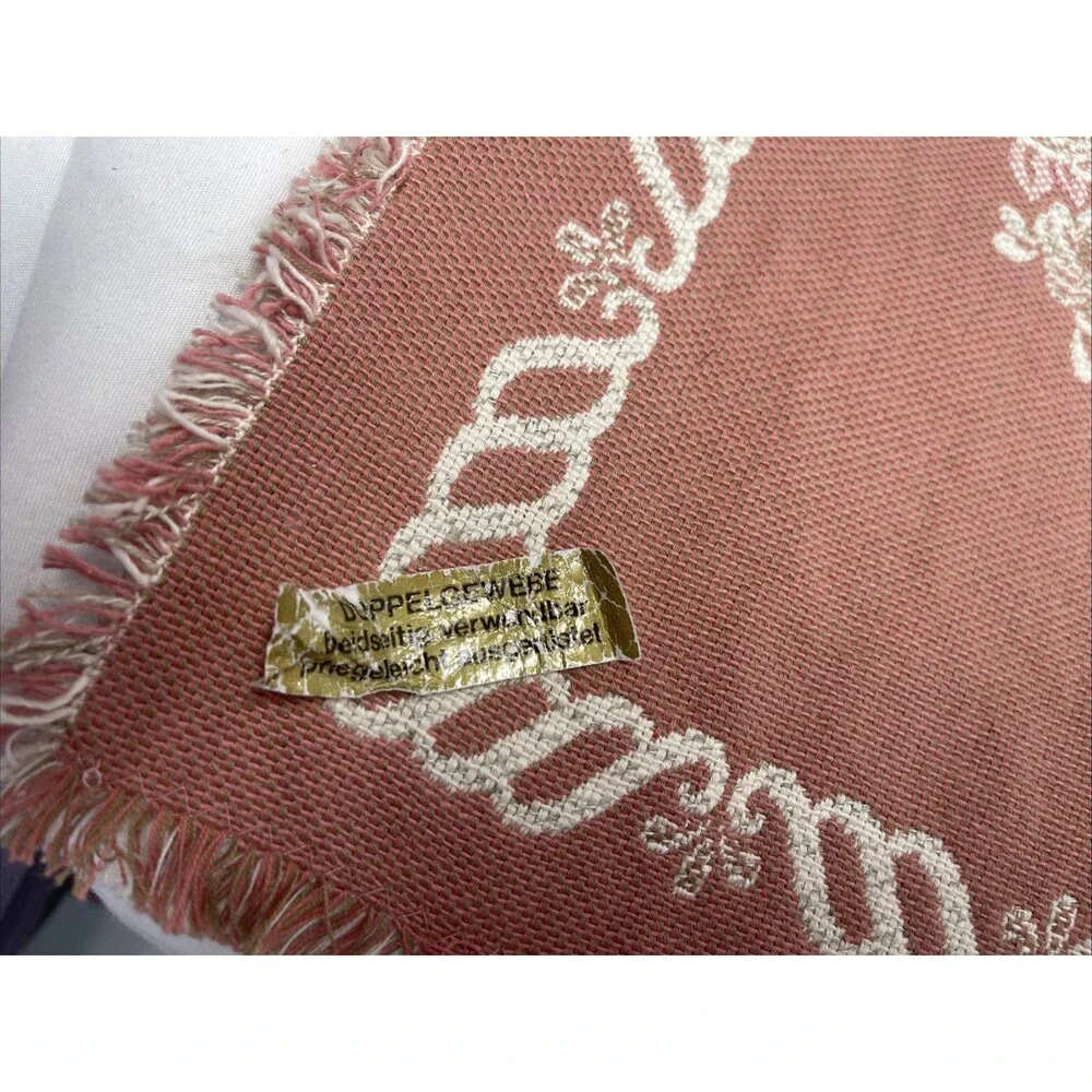 Vintage MCM Austrian Woven Table Runner Mauve Floral Cottagecore Shabby Chic